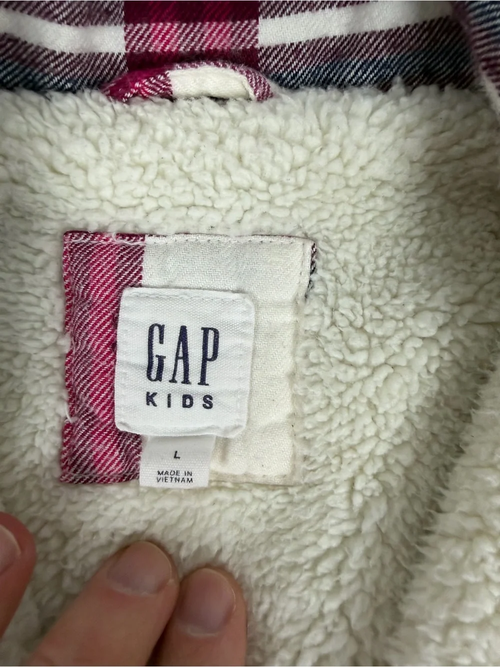 GAP Kids Girls Fleece‑Lined Plaid Shirt Jacket Large